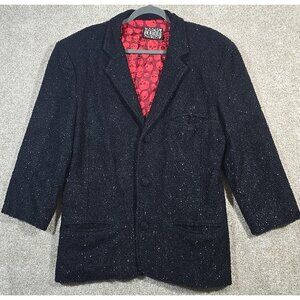 Vtg Y2K Serious Boutique Textured Blazer Red Skull Lining Whimsagoth Rock Medium
